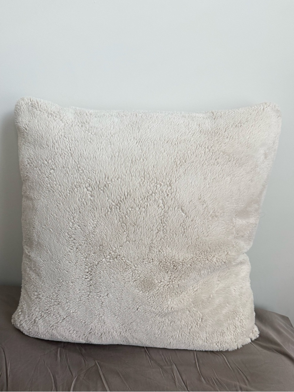 Soft Cream Faux Fur Decorative Pillow Cover